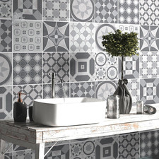 Stickers Tiles Kitchen Bathroom PVC Tiles Cement Peel Stick 16Pcs 15X15cm