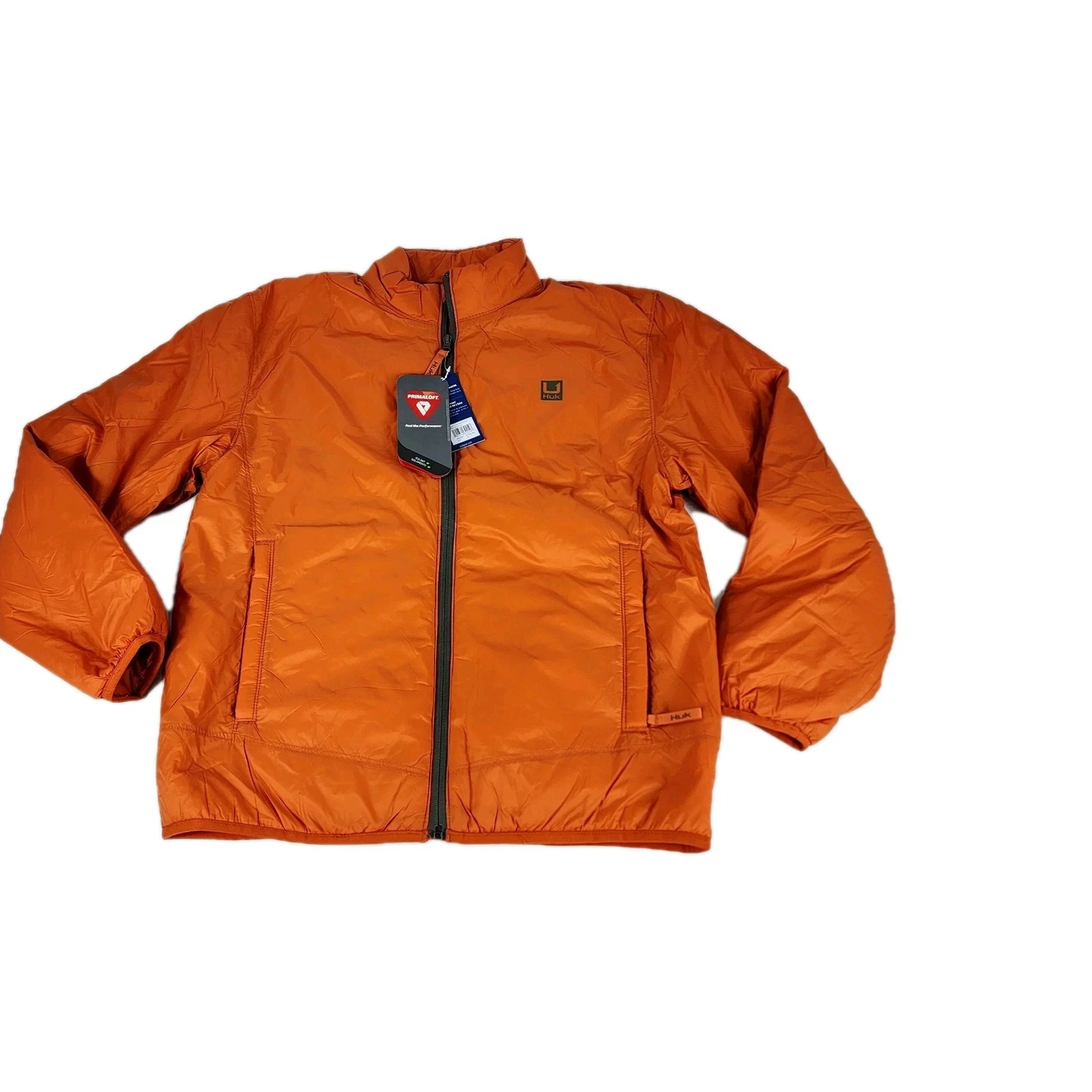 Huk Jacket Coat Mens Medium Orange Waypoint Fishing Insulation Packable New