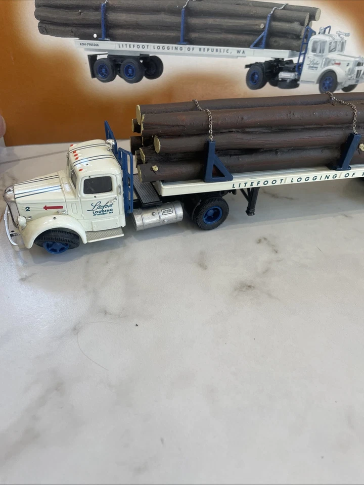 B9 1:50 CORGI US50705 MACK LJ TRUCK WITH TRAILER LOG WOOD LITEFOOT NMINT - Image 2 of 4