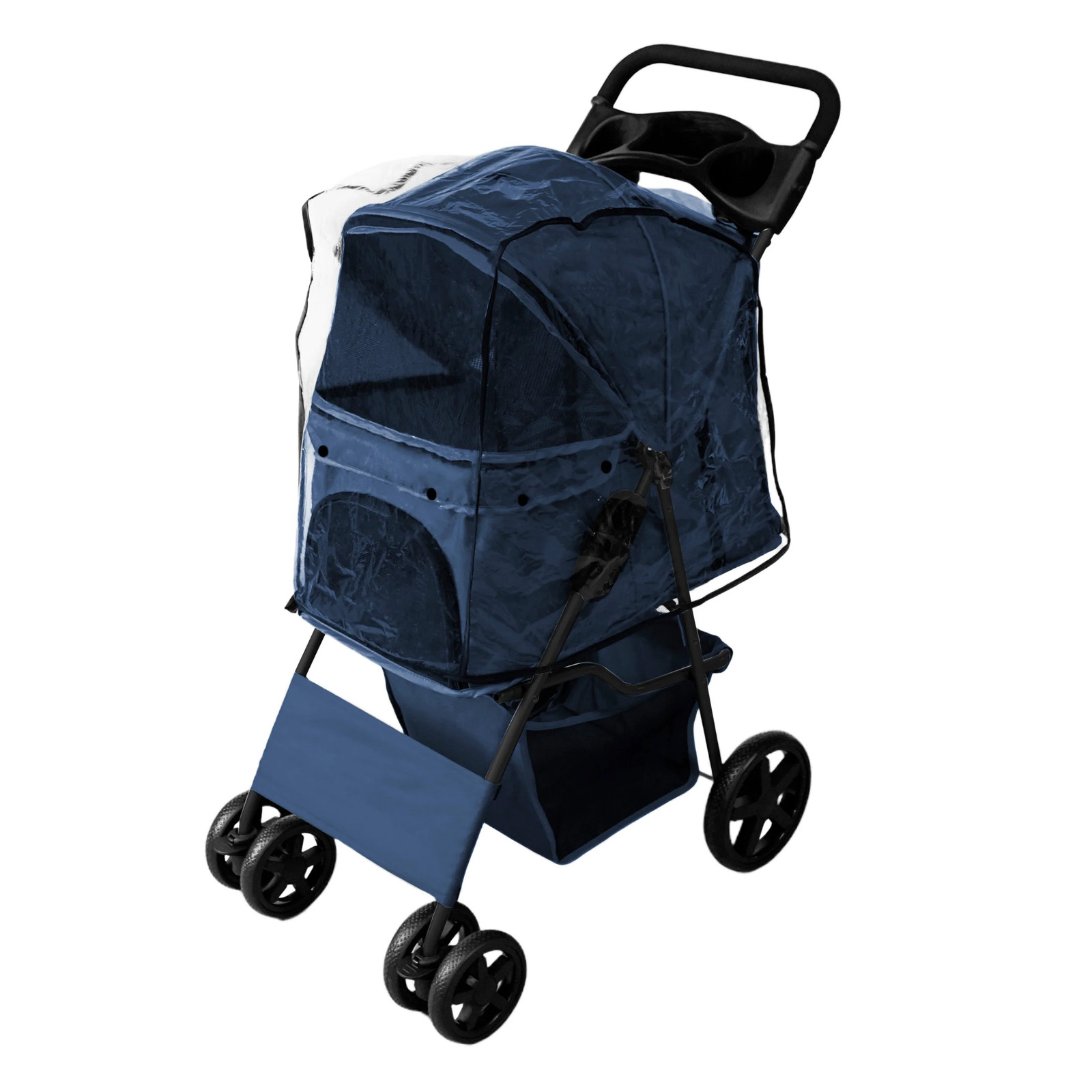 Poussette pour animal de compagnie bleu marine en aluminium léger