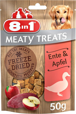 8In1 Meaty Treats, Gefriergetrocknete Hunde Leckerlis Mit Ente & Apfel, Getreide