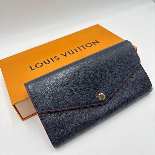 Louis Vuitton Monogram Empreinte Portefeuille Sarah Long Wallet Marine Rouge