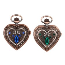 Men Women Pocket Watch Quartz Luxury Rhinestone Heart Pendant Necklace