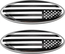 2PCS 9 Inch Front Grille Rear Tailgate Emblem CompatibleSilver 9in