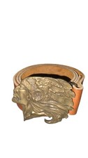 Vintage Bergamot - 1974 Indian Chief Head Belt Buckle C-60 Belt 38"-39"