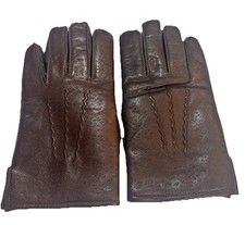 Vintage Sears Leather Gloves Lined Men  s Brown Driving Winter 56611 Small Japan