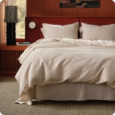Bedsure Cotton Duvet Cover - 100 Cotton Waffle Weave Beige Duvet Cover