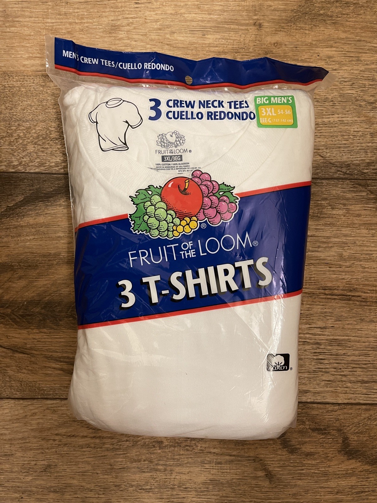 Vintage Fruit Of The Loom Mens 3 Pack XXXL Crew Neck White T Shirts