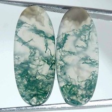 20.00Cts Natural Green Moss Agate Pair Oval Loose Gemstone