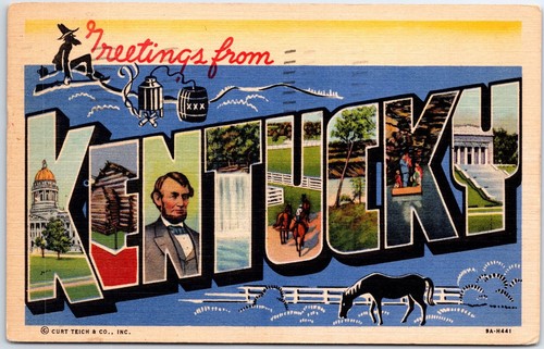 VINTAGE POSTCARD GREETINGS FROM KENTUCKY LARGE LETTERS CURT TEICH ...