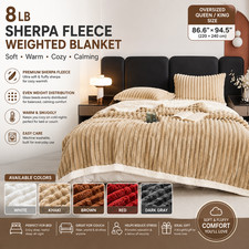 8 lb Sherpa Fleece Weighted Blanket 86x94 Soft Warm Oversized Dorm Couch Bed