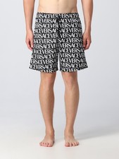 Pantalones cortos de baño Versace para hombre con logotipo blanco y negro Versace talla 4 EE. UU. S IT 48