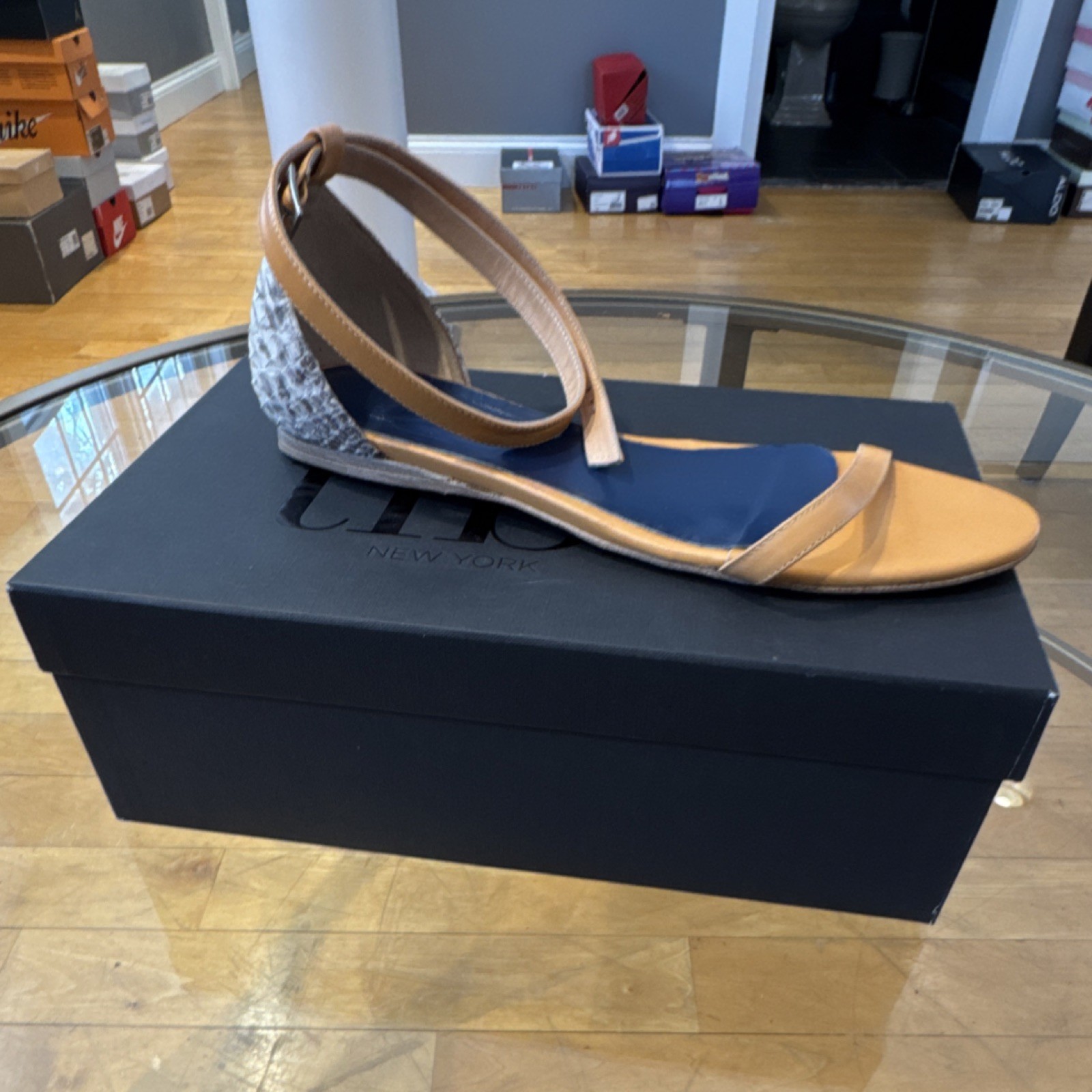 Tibi Python Accents Leather Buckle Closure Straps… - image 1