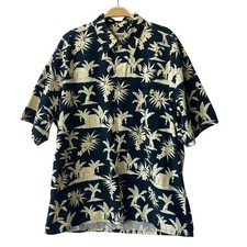 Campia Moda Tropical Hawaiian Camp Shirt Men XL Black Button Up Hawaiian Coastal