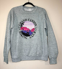 Vintage Grand Canyon Hiking Club Graphic Gray Crewneck Pullover Sweatshirt M