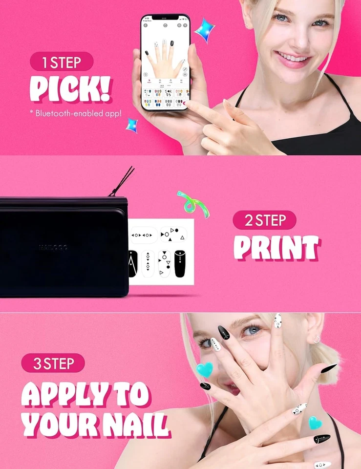 Máquina impresora de arte en uñas NAILPOP - Impresora de diseño de arte digital con 10 clavos Foto 3 de 4