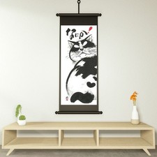Japanese Traditional Handtowel TENUGUI 35" H Tapestry Cats Nanika! SO WHAT JAPAN