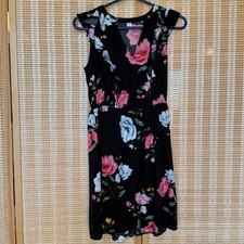 Old Navy Womens Black Floral Ruffle V-Neck Modal Mini Dress S Cottagecore Fairy