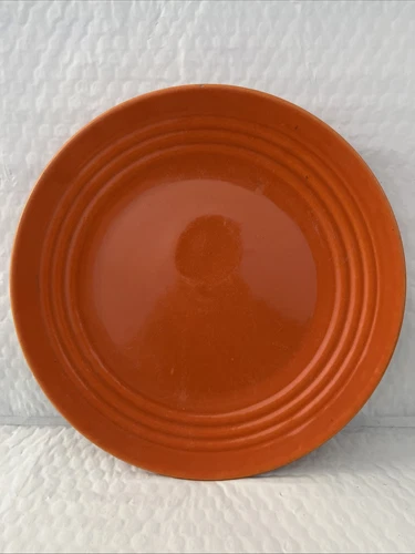 VINTAGE BAUER LOS ANGELES CALIFORNIA POTTERY ORANGE RINGWARE RING PLATE 10 3/4”
