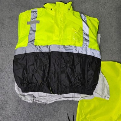 Caparazon Mens XL Bomber Jacket Neon Yellow ANSI Class 3 Reflective CARJYB02