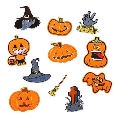  11 Stück Kinder Halloween Elemente Patches Cartoon Stickerei Kürbis Skelett
