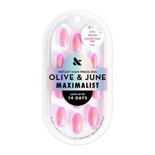 Olive & June Press-On Fake Nails - Maximalist - M Almond - Golden Palm Pink -