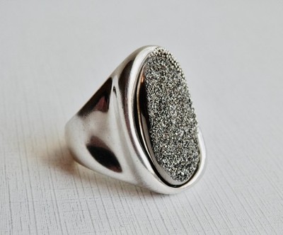 MICHAEL DAWKINS Ring Sterlingsilber Druzy Granulat Silber Siegelring Größe 9