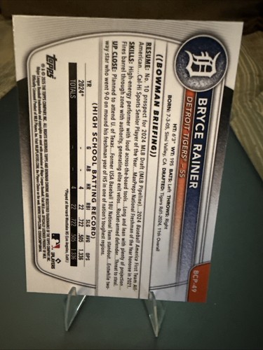 Bowman Chrome Bryce Rainer Reptilian Refractor Tigers 2025 #BCP-49 - Imagen 6 de 6