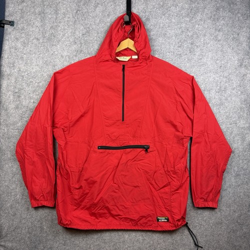 L.L.Bean, LL Bean Vintage Mens Red Anorak Windbreaker Jacket Made in USA Size XL E313