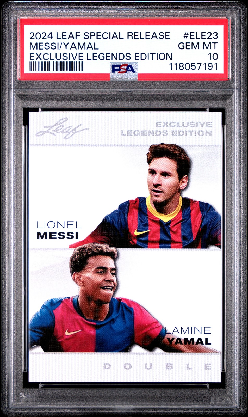 2024 LEAF SPECIAL RELEASE EXCLUSIVE LEGENDS LAMINE YAMAL LIONEL MESSI PSA 10
