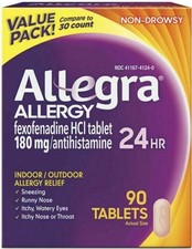 Imperfect Box-Allegra 180 mg Allergy Treatment 90 Tablets - Exp 3/2027 