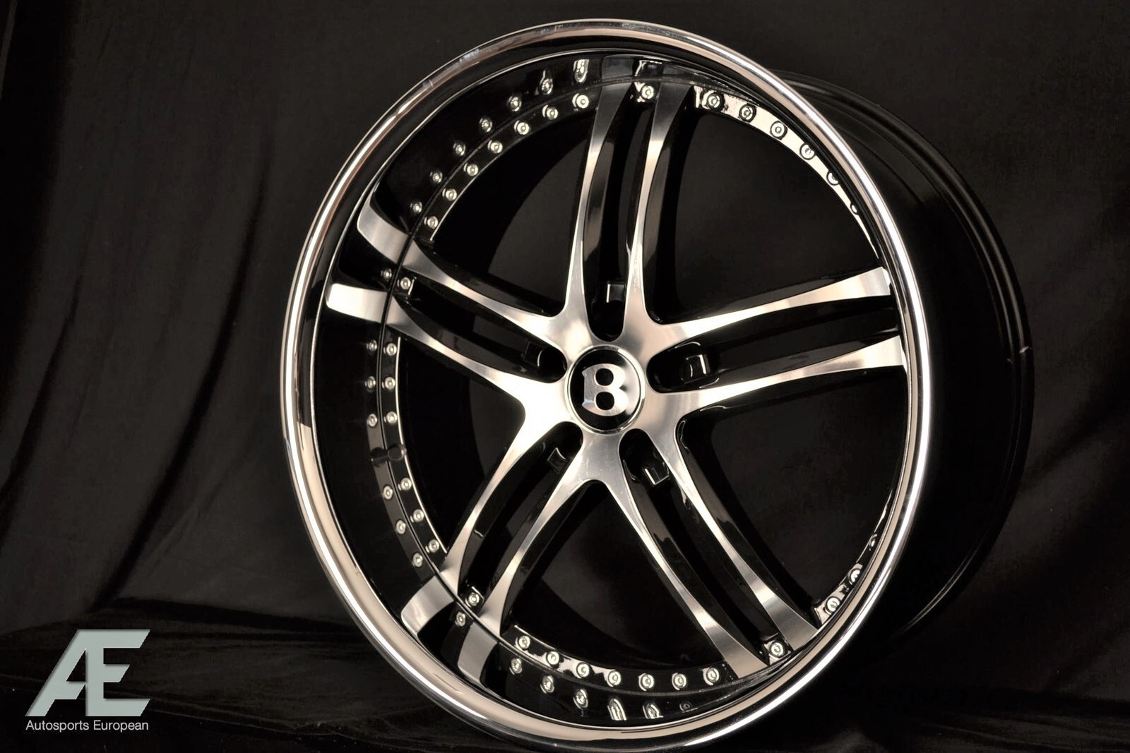 22-inch Bentley GT GTC Flying Spur GTX15 Black Diamond Cut 5x112 Lugs