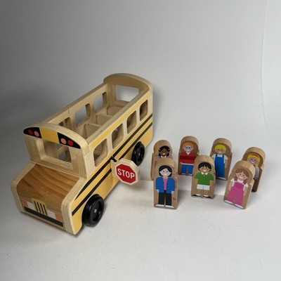Melissa And Doug School Bus Item 9395 Complete Wooden Pretend Play Toy 