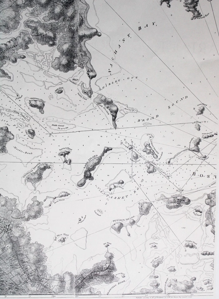 BOSTON HARBOUR MASSACHUSETTS MAP 1775 BY THE U.S. DEPARTMENT OF THE NAVY (1972) - Image 3 of 4