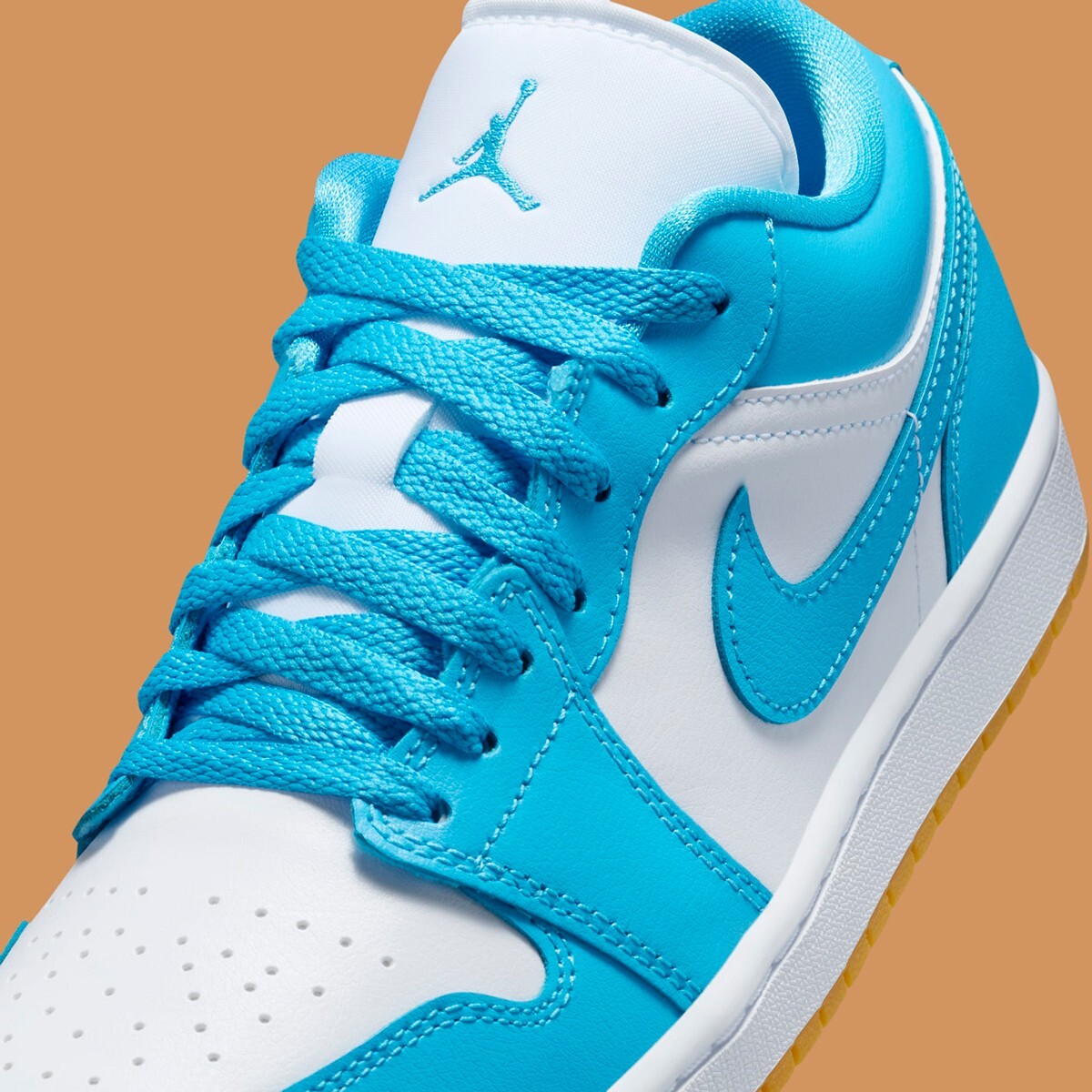 Nike Air Jordan 1 Low White Light Brown Blue Womens Sports Sneaker