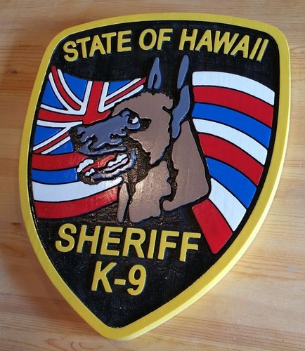 Policía Hawaii Sheriff k-9 3D enrutado madera parche placa signo personalizado - Imagen 3 de 3