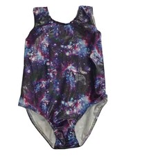 Funnycokid 130 Leotard Galaxy Girls Foil Space One Piece Dance Gymnastics 6 7
