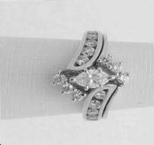 2Ct Marquise Lab Created Diamond Engagement Wedding Ring 14K White Gold Plated