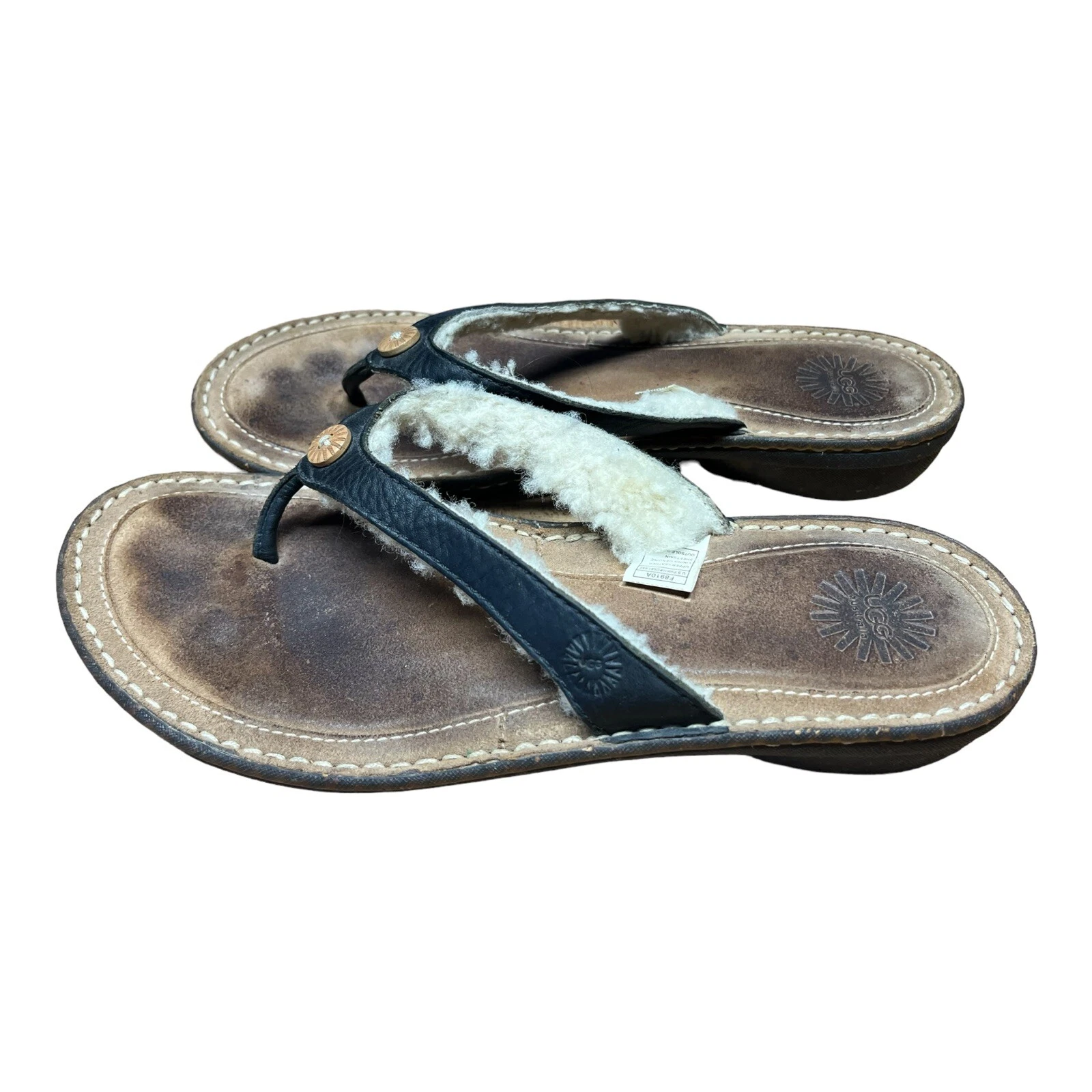 Sandali infradito infradito UGG Australia Homoa F8910A in pelle nera taglia US 11 E063