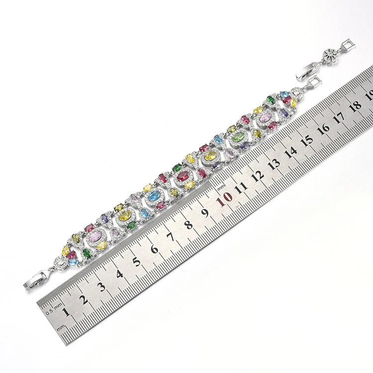 Nuevas pulseras de plata con dije de gemas de topacio azul cielo joyería de lujo de piedra completa para mujer Foto 3 de 4