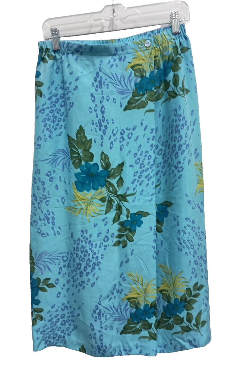 Worthington WomensFaux Wrap Maxi Skirt Petite Size 12 Blue Silk