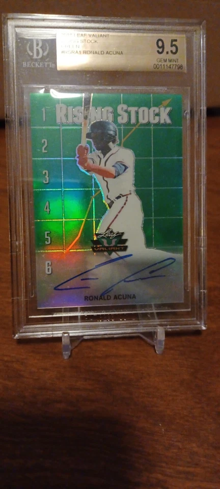 2018 LEAF VALIANT RISING STOCK RONALD ACUNA JR ROOKIE AUTO BGS 9.5/10 SP #/99 - Image 3 of 4