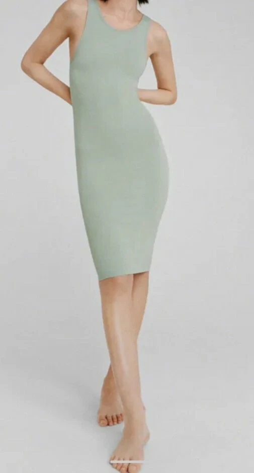 Zara Seamless Dress UK Size XS-S Light Green | eBay