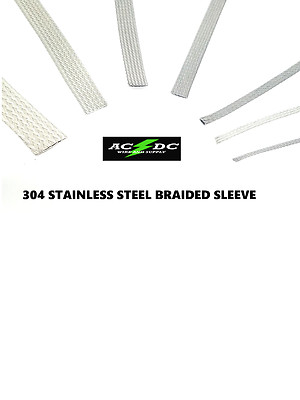 Stainless Steel FLAT Braid Sleeving 1/8'' - 3/4'' SIZE 304 STAINLESS STEEL