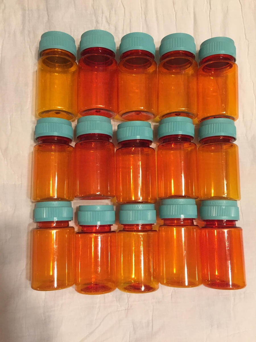 Square Rx Bottle Lot of 15 Empty Plastic RX Pill Prescription Medicine Bottles Craft ...