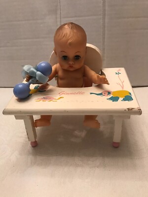 Vintage Vogue Sleep Eye Ginnette Baby In Diaper With Rattle and Play Station 