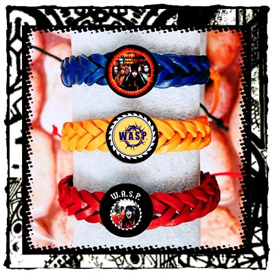 W.A.S.P.   WILD CHILD  THREE BRACELETS  RED BLUE YELLO WASP