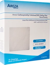Areza Carboxymethyl Cellulose (CMC) Gelling Fiber 4.25” x 4.25” (10/Box)