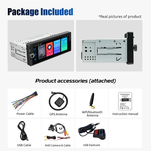 4+64G Único 1 Din Coche Estéreo Android 14 Carplay WIFI BT IPS Pantalla USB+DVR&AHD - Imagen 14 de 14