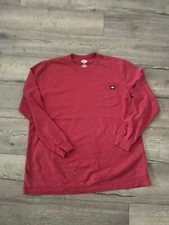 DICKIES WORKWEAR RED POCKET LONG SLEEVED T-SHIRT MEN'S USED SIZE LT LARGE B5